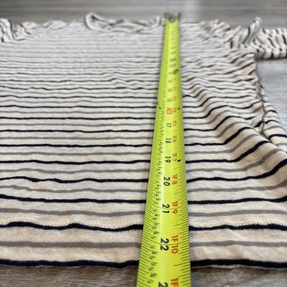 Club Monaco 100% Linen Striped Long Sleeve Tee Round Neck Stretch Thin Medium - Picture 4 of 7